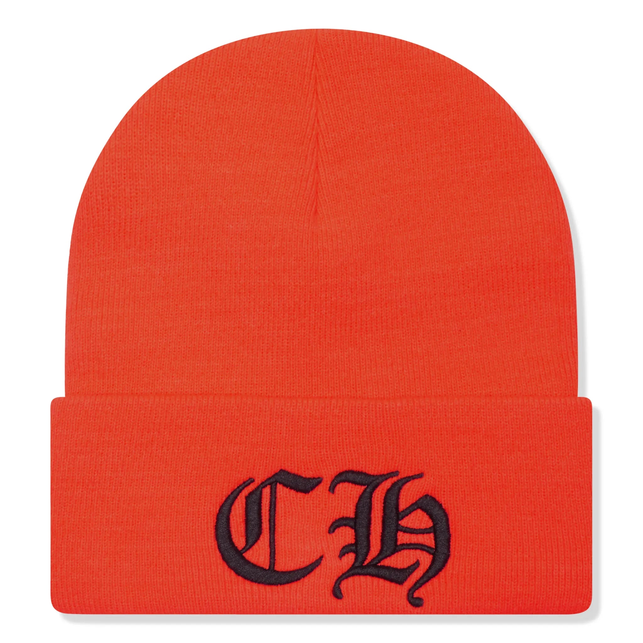 Front View of Chrome Hearts CH Logo Orange Beanie